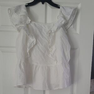 Women's White Eyelet Ruffle Camisole